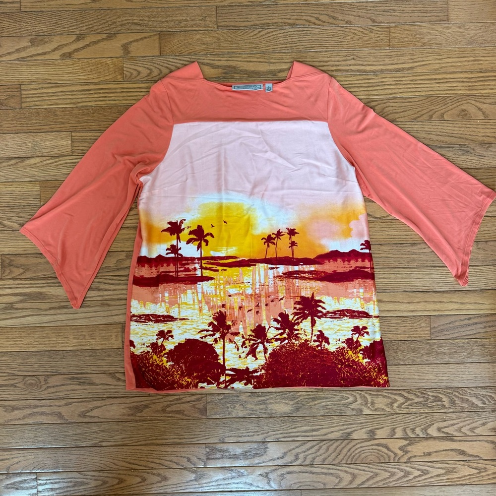 George Simonton Coral and Sunset Print Tunic